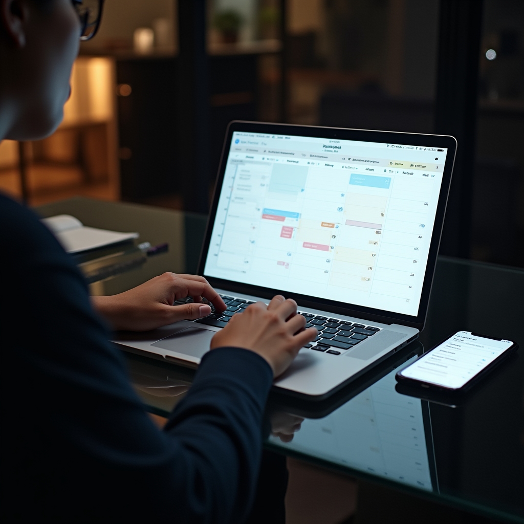 Digitale Zeitmanagement-Tools auf modernem Laptop