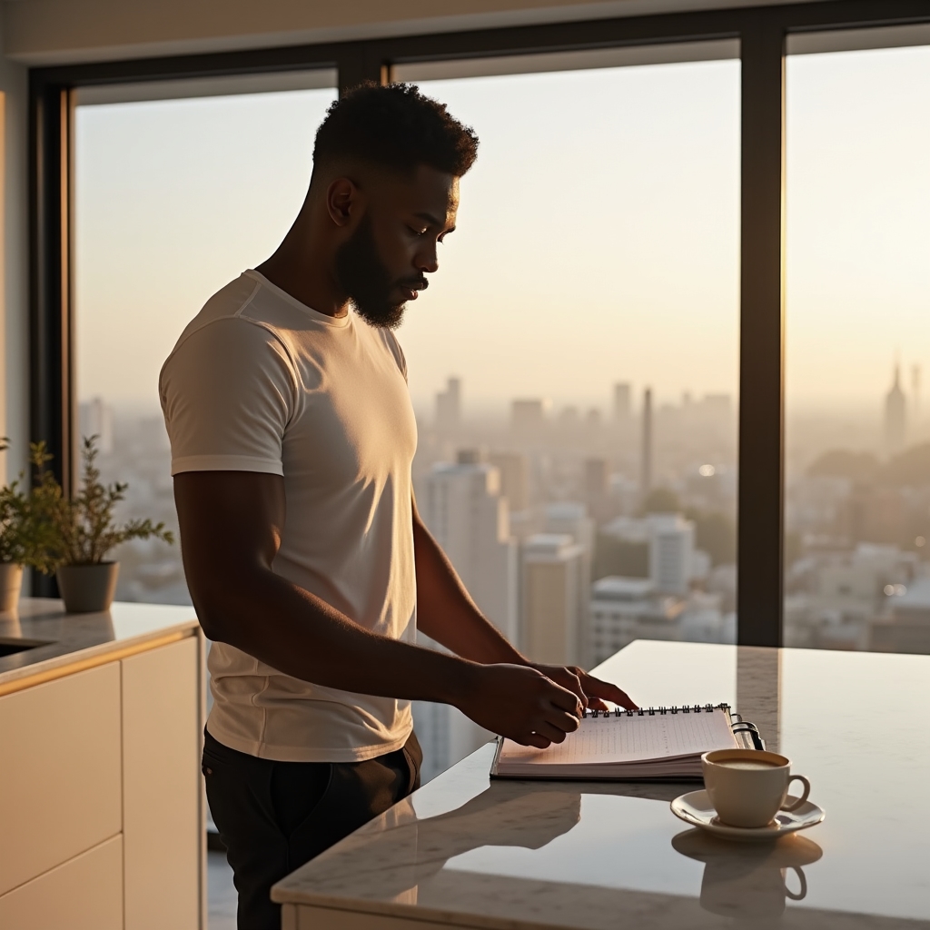 Morgenroutine und Tagesplanung am Schreibtisch